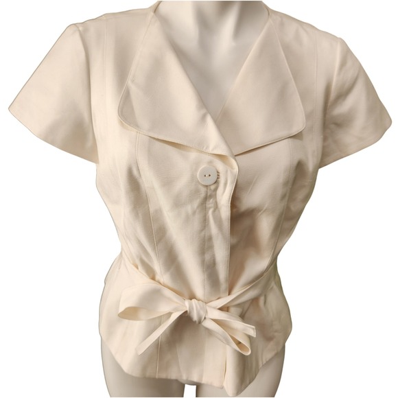 Vintage Carlisle Ivory Silk Short sleeve blazer Elegant Size 6 - Picture 1 of 7
